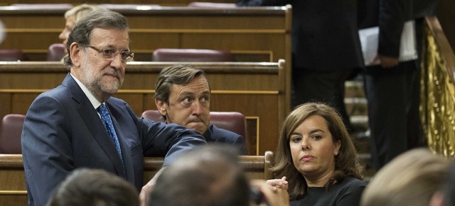 Mariano Rajoy, Rafael Hernando y Soraya Sáenz de Santamaría