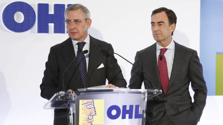 Tomás García Madrid (i.), consejero delegado de OHL, y Juan Villar-Mir, presidente de OHL