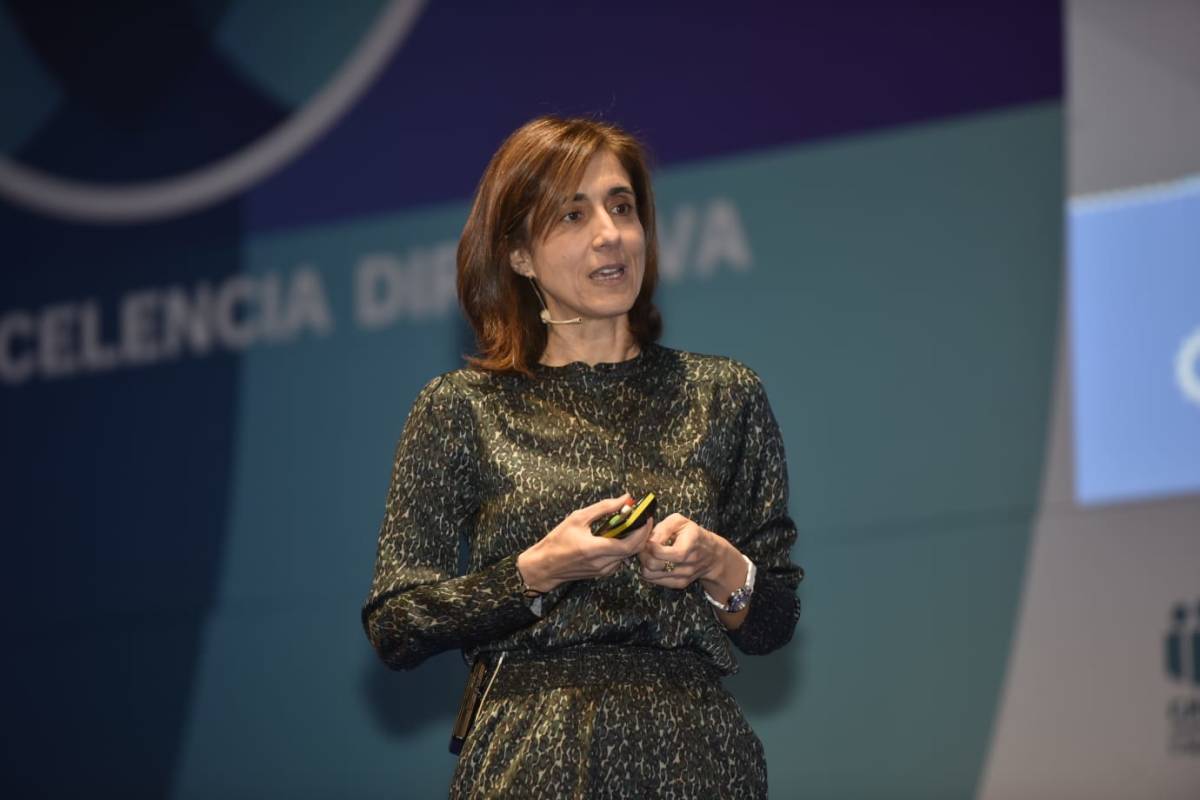 Pilar López, presidenta de Microsoft España, durante su conferencia