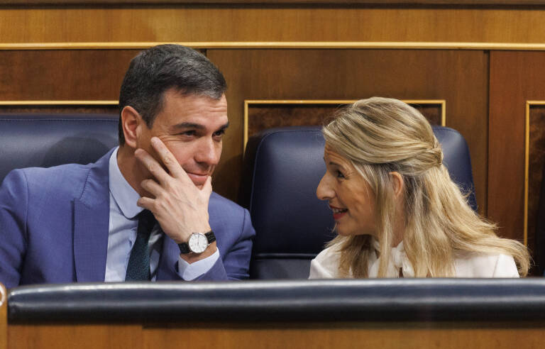 Pedro Sánchez y Yolanda Díaz en el Congreso de los Diputados. Foto: EDUARDO PARRA/EP