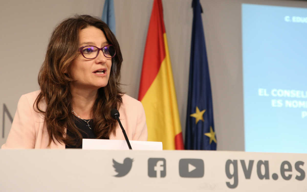 Mónica Oltra, en la rueda de prensa del pasado viernes. Foto: GVA