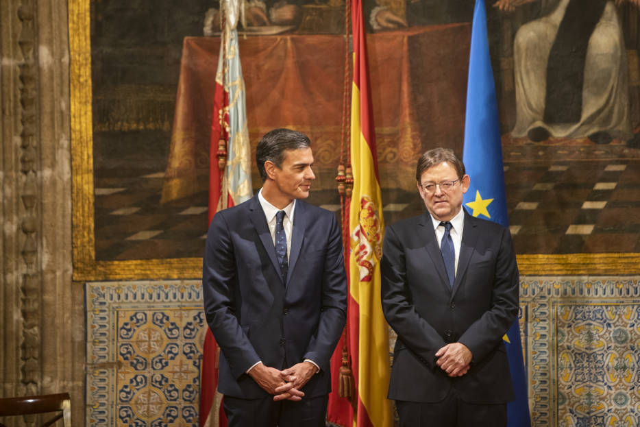 El presidente del Gobierno, Pedro Sánchez, y el jefe del Consell, Ximo Puig. Foto: EVA MÁÑEZ