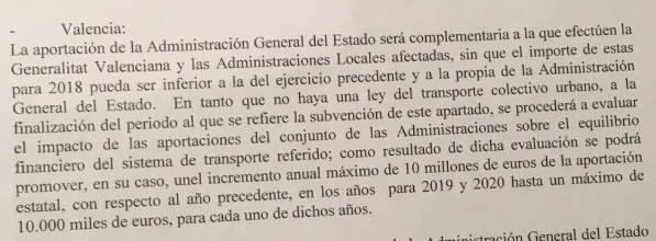 Párrafo de la enmienda con el 'compromiso' del ministro Montoro.