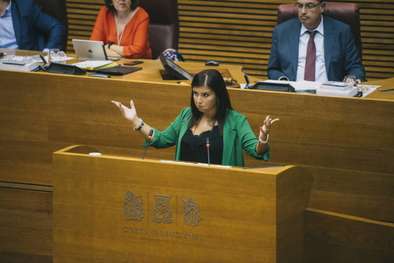 La portavoz de Cs, Mari Carmen Sánchez, durante su discurso. Foto: KIKE TABERNER