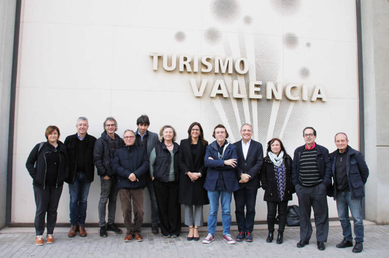 El grupo de trabajo que se reunió para preparar la candidatura de València, en una foto de archivo.