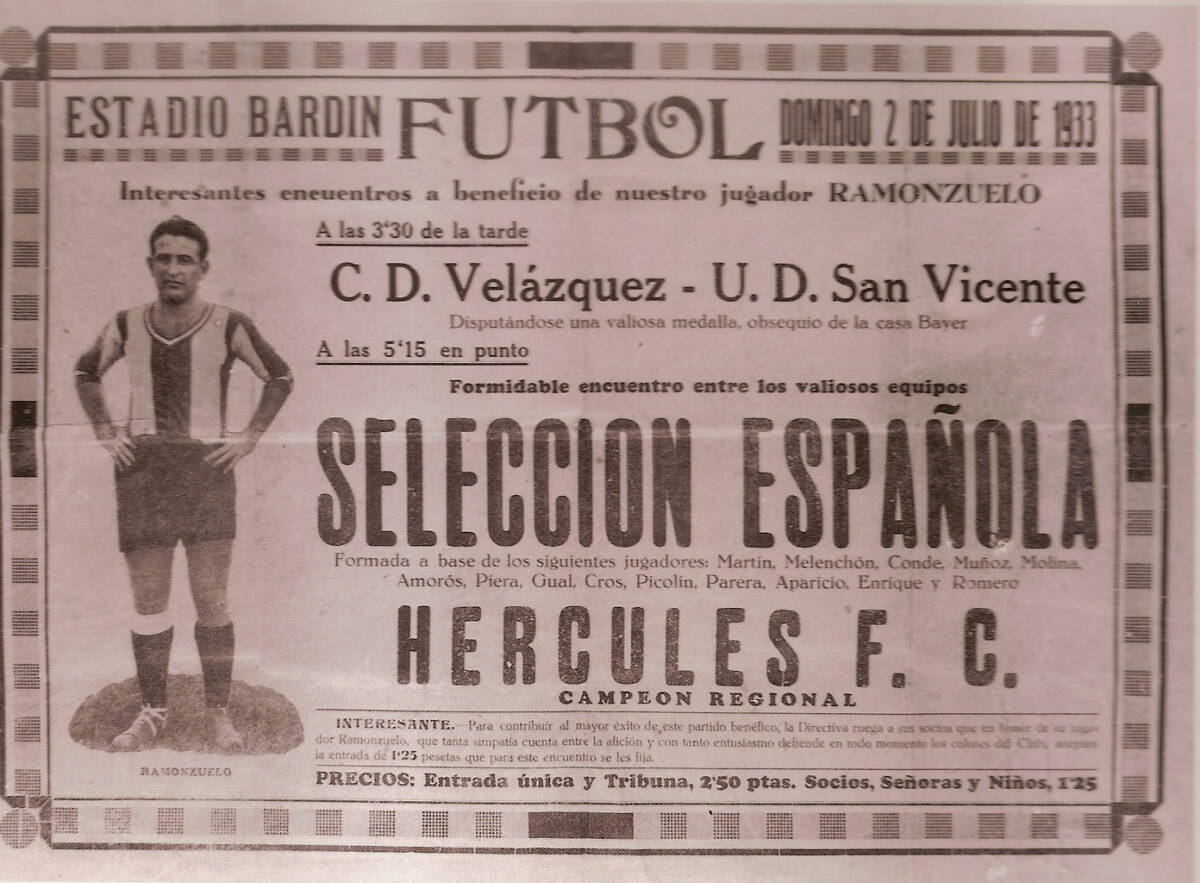 Cartel del encuentro de la Selección española y el Hércules