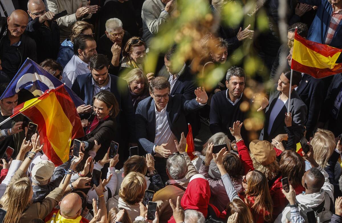 Feijóo y Mazón, en el acto del pasado fin de semana en València contra la amnistía. Foto: EP/ROBER SOLSONA