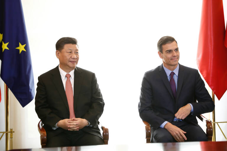 Xi Jinping y Pedro Sánchez. Foto: OSCAR J. BARROSO/AFP7